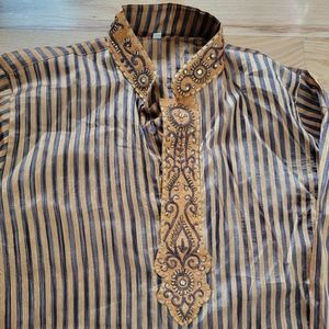 Men's Gold/Brown Kurta Sz 46